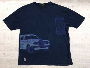チャーリーグリーン Charlie Green 半袖Tシャツ メンズ ロゴ 車 フロッキープリント ビッグサイズ オールド 4L 紺