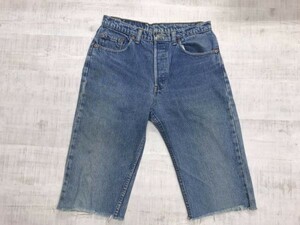 リーバイス Levi's 501 オールド アメカジ ワーク 裾カットオフ ハーフ ショート デニムパンツ ボトムス メンズ カナダ製 30 青