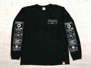 カカシ KAKASHI バンドT メンズ 袖プリント コミック アメコミ キャラクターオマージュ 音楽 グッズ 長袖Tシャツ ロンT M 黒