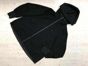 ユニクロ プラスジェイ UNIQLO + J モード ドライスウェット フルジップ パーカー レディース ビッグシルエット 裾ドローコード L 黒