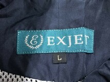 EXJET ロゴ刺繍 フラップポケット メッシュ裏地 オールド レトロ アメカジ スポーツ 古着 ハイネック ジップアップ ベスト メンズ L 紺_画像2