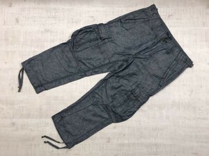 ギャップ GAP オールド Y2K 00's 古着 アメカジ ワーク クロップド 綿麻デニム カーゴパンツ ボトムス メンズ 裾シャーリング XS 紺