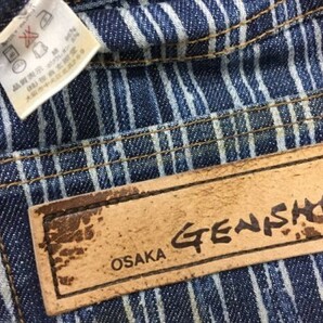 OSAKA GENSHO 大阪 笹倉玄照堂 オールド アメカジ パターンストライプ ブーツカット フレア デニム パンツ ジーンズ ボトムス メンズ L 青の画像2