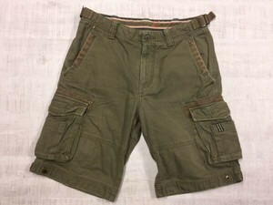 エディーバウアー Eddie Bauer アメカジ アウトドア ワーク ダメージ加工 ハーフ ショート カーゴパンツ ボトムス メンズ 綿100% 30 カーキ