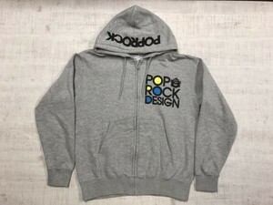 ポップロックデザイン Pop Rock Design スウェット ジップアップ パーカー メンズ チンパンジー CROSS STITCH製 ストリート M グレー