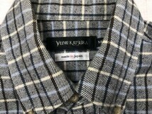 桂由美 YUMI KATSURA オールド レトロ モード ドメスティック 長袖チェックシャツ メンズ ボタンダウン 日本製 M グレー系_画像2