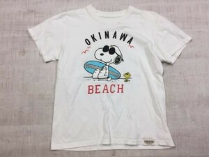 沖縄ブランド HABUBOX ハブボックス × PEANUTS スヌーピー SNOOPY キャラクター コラボ 半袖Tシャツ カットソー メンズ 白