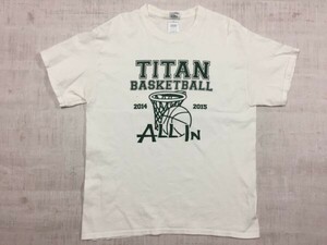 ギルダン GILDAN製 アメカジ バスケットボール タイタン TITAN BASKETBALL カレッジ 半袖Tシャツ メンズ コットン100% L 白