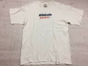 ナイキ NIKE USA製 スポーツ NCAA アリゾナ大学ワイルドキャッツ アメフト 90s 半袖Tシャツ カットソー メンズ M 白