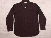 メンズビギ MEN'S BIGI レトロ オールド トラッド クラシック 玉虫色 光沢 長袖ドレスワイシャツ メンズ 綿100% M エンジ_画像1