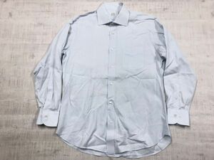 麻布ザ・カスタムシャツ AZABU THE CUSTOM SHIRT トラッド シャドーストライプ 長袖ドレスシャツ メンズ ホリゾンタルカラー 41 水色