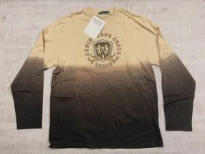 訳あり新品 semir 共産チャイナ古着 グラデーション サイケ エンブレム ネオお兄系 サーフ 長袖Tシャツ カットソー メンズ 175 ベージュ