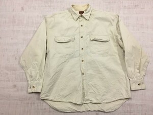 WORKING WEAR オールド レトロ 古着 バック刺繍 ペリカン 鳥 長袖ワークシャツ メンズ L ベージュ