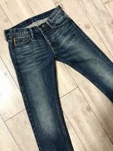 正規 EMPORIO ARMANI slim fit インディゴウォッシュ セルビッジ デニム エンポリオアルマーニ ジーンズ スリムフィットモデル 29★_画像6