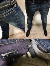 正規 EMPORIO ARMANI slim fit インディゴウォッシュ セルビッジ デニム エンポリオアルマーニ ジーンズ スリムフィットモデル 29★_画像8