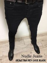 正規 Nudie Jeans GRIM TIM DRY EVER BLACK タイトフィット ストレッチブラックデニム グリムティム 29x32★_画像1