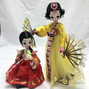 韓国 チマチョゴリ 人形 ジャンク 置き人形 黄色 赤色 2体まとめて KN-SVEI