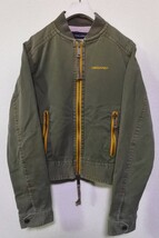 00's DSQUERED2 ライダースジャケット レディース size 48 イタリア製 モスグリーン Y2K_画像4