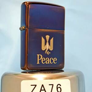 1000円～ zippo 美品 Peace ピース ブルーチタン 1995年製 ジッポー 非売品 たばこメーカー PVD（Physical Vapor Deposition）加工USA ZA76