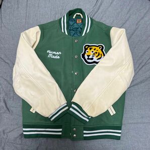 Human Made 20AW タイガー&ホットドッグ袖レザースタジャン / バーシティジャケット(VARSITY JACKET)