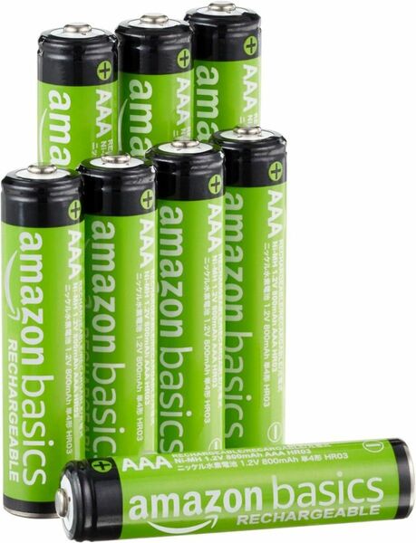 Amazonベーシック 充電池 充電式ニッケル水素電池 単4形8個セット (最小容量800mAh、約1000回使用) 　エネループ