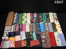 X3647M 生地 布 はぎれ 柄あり いろいろ ハンドメイド リメイク 素材 手芸 大量 まとめ_画像2