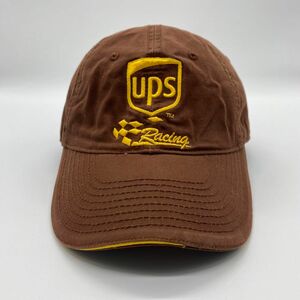 90s ~ ヴィンテージ　UPS　企業モノ　刺繍ワッペンロゴ　ベースボールキャップ　ヴェルクロバック　ブラウン　レーシング