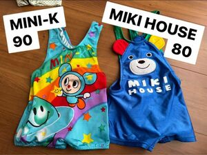 【ミキハウス】＆MINI-K 水着2着セット 80 90 mikihouse 水着 ベビー水着 青