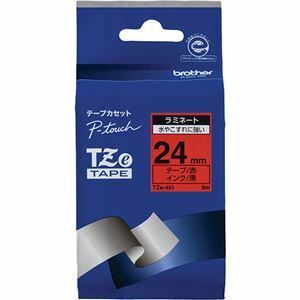 【新品】ブラザー工業 TZeテープ ラミネートテープ（赤地/黒字） 24mm TZe-451