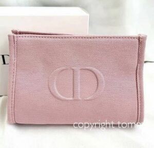 新品 ディオール Dior ポーチ ボタン式 ノベルティ キャンバス ピンク コットン ブランド コスメ 化粧ポーチ ロゴ