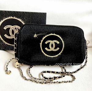 新品未使用 CHANEL チェーン シャネル ポーチ ショルダー 箱付き 化粧ポーチ ココマーク ホリデー限定 限定 ノベルティ ゴールド ブラック