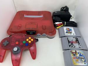 【美品】【動作確認済】 NINTENDO 64 クリアレッド 本体 [NUS-001] コントローラー メモリー拡張パック ソフト付き フルセット①