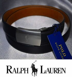 新品 ポロ ラルフローレン 牛革 日本製 メンズ レザーベルト ブラック ビジネス POLO RALPH LAUREN ポニーメタルバックル 