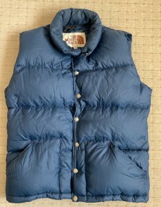 THE NORTH FACE ノースフェイス 茶タグ ダウンベスト S ネイビー リップストップ 70s～80s ヴィンテージ古着 Made in USA