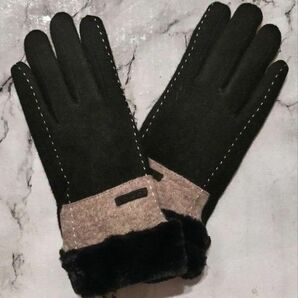 スマホ手袋 手袋 冬用 グローブ 防水 防寒 レディース 可愛い ブラック ふわふわ 暖かい 防寒手袋