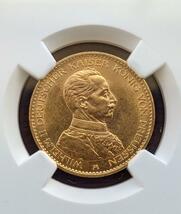 1913年A ドイツ プロイセン 20マルク金貨 ヴィルヘルム2世 NGC AU アンティークコイン イギリス 英国 フランス イタリア ヴィンテージ 古銭_画像1