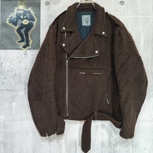 UNITED ARROWS アルパカ毛 ダブルライダースジャケット L 茶 ライダース オートバイ 薄手