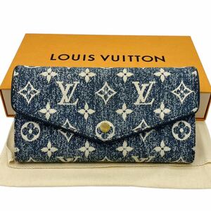 【美品】ルイヴィトン LOUIS VUITTON M81183 モノグラム デニム ジャガード ポルトフォイユ サラ 長財布 ブルー ルイヴィトン長財布