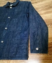 OLD JOE THREE POCKET CHORE JACKET INDIGO RAW　オールドジョー 3ポケット チョア ジャケット　インディゴ ロウ デニム カバーオール_画像4