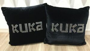 KUKA クッション　新品未使用　ベロア生地　高級感　2個セット　ラインストーン
