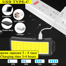 LED COB 巨大 ヘッドライト ヘッドランプ USB 充電 防水 リチウム バッテリー 3点灯モード 強 弱 点滅 釣り 登山 キャンプ 作業 防災_画像4