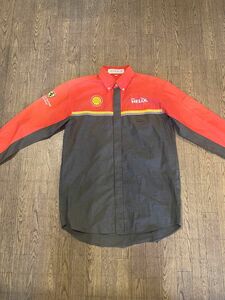 アメカジUSED古着☆Shell/FERRARlシェルbyフェラーリ長袖シャツ SIZE Mワークシャツ