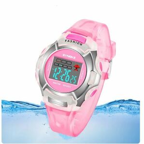 送料無料 未使用 Synoke 子供 キッズ 腕時計 デジタル ウォッチ ピンク シルバー レディース 女性 女子 多機能 スポーツ 防水の画像4
