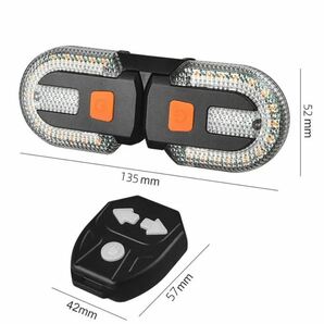 送料無料 未使用品 ウインカー付き 自転車テールライト スマート ワイヤレス リモート バック 後付け 方向指示器 USB充電式 LED の画像6