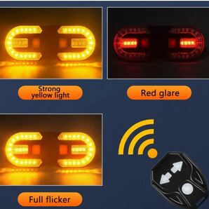 送料無料 未使用品 ウインカー付き 自転車テールライト スマート ワイヤレス リモート バック 後付け 方向指示器 USB充電式 LED の画像9