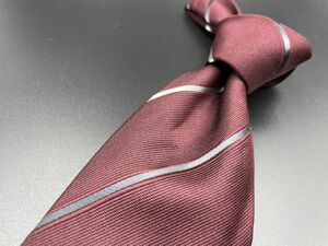 【超美品】CORNELIANI　コルネリアーニ　レジメンタル柄　ネクタイ　3本以上送料無料　ワインレッド