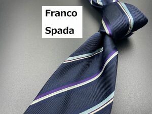 【美品】Franco Spada　フランコスパーダ　レジメンタル柄　ネクタイ　3本以上送料無料　ネイビー0204032