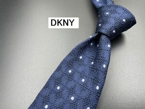 【美品】DKNY　ダナキャラン　ドット柄　ネクタイ　3本以上送料無料　ネイビー　0204190