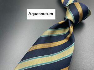 【超美品】Aquascutum　アクアスキュータム　レジメンタル柄　ネクタイ　3本以上送料無料　ネイビー　0204012