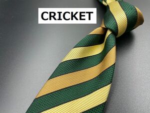 【超美品】CRICKET　クリケット　レジメンタル柄　ネクタイ　3本以上送料無料　グリーン　0204025